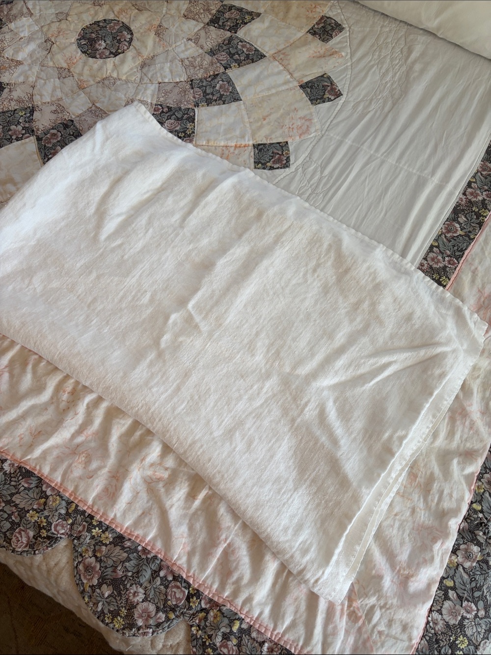 Vintage White Linen Tablecloth